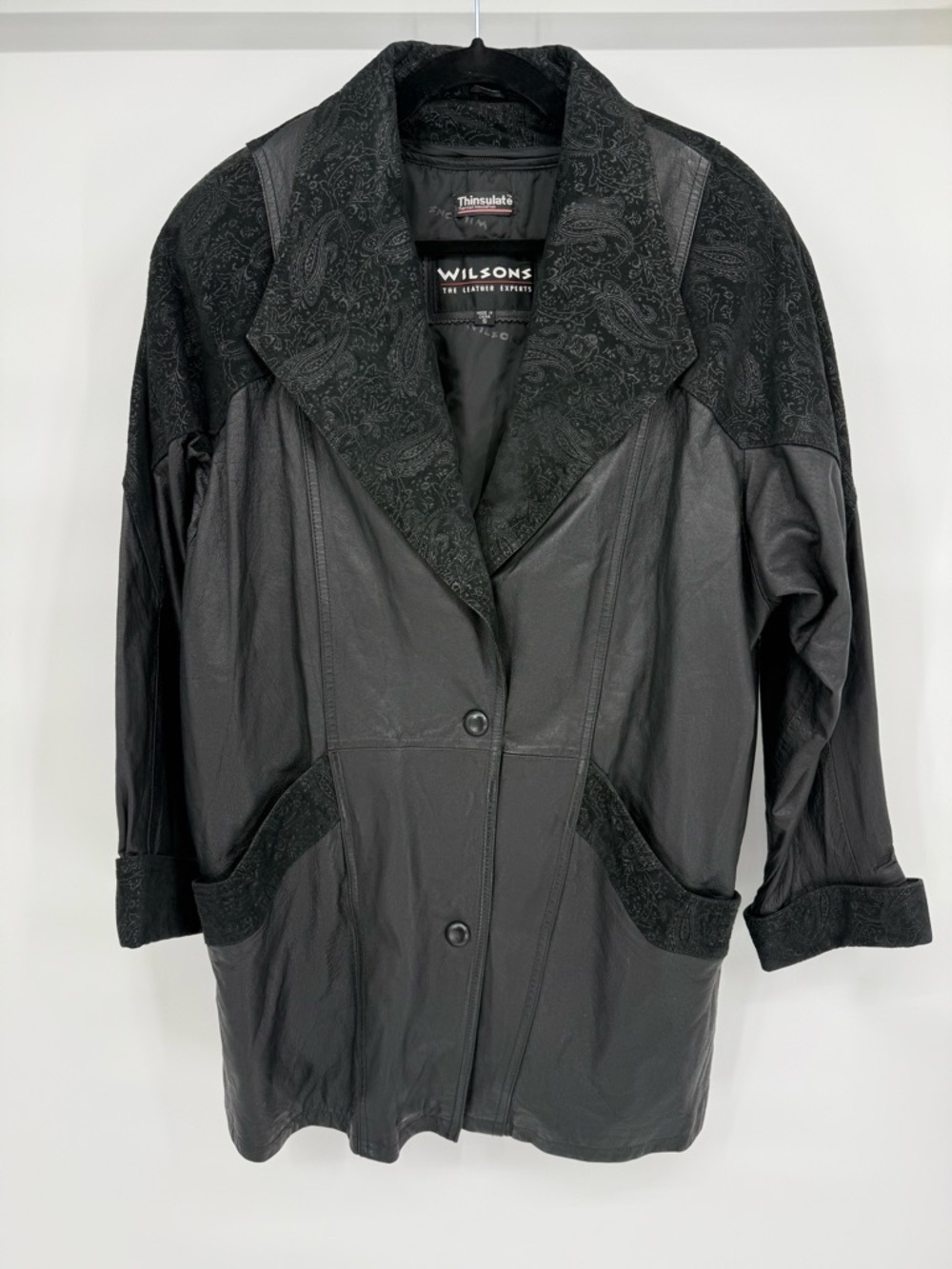Wilsons Leather Jacket Suede Paisley Zip Liner Coat Goth Steam‎ Punk Industrial